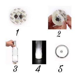 Mini Garrafa Adesivos com Luzes LED, Porta-copos, Light Up Coasters, Mat para Clube, Bar, Decorações de Festa de Casamento, 6LED, 1Pc - Image 3