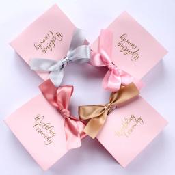 Sacos De Presente De Papel Com Fita Gravata, Adequado Para Presentes Casamento Aniversário Doces Acessórios Embalagem, Estilo De Luxo, Rosa Laminado - Image 5