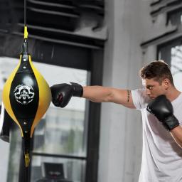 Qualidade couro do plutônio bola de perfuração pêra saco de boxe inflável reflex velocidade bolas treinamento fitness double end boxe velocidade bola nova - Image 4