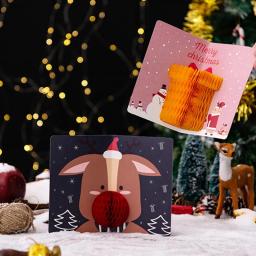 2022 novo 3d feliz natal cartão cartões postais convites com envelope ano novo cartões para crianças - Image 4