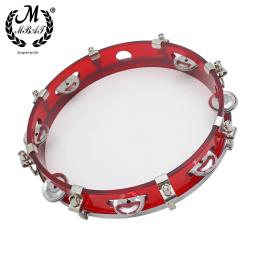 M mbat instrumento de percussão pandeiro ajustável tambor de mão vermelha com sinos jingle crianças presentes música brinquedos educativos das crianças - Image 3