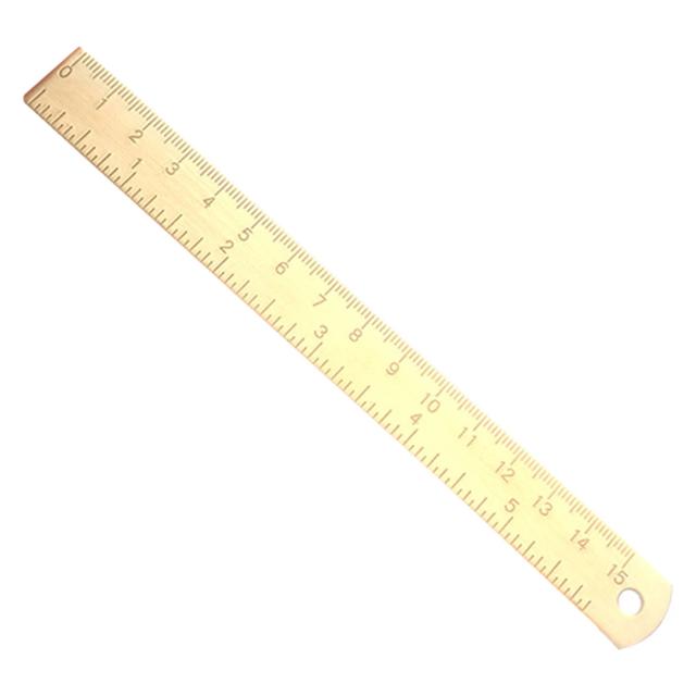 Régua reta de 15cm em latão rosa para desenho, pintura e papelaria escolar