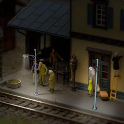 Luz modelo da lâmpada da rua, disposição do trem ferroviário, brinquedos plásticos do ABS para o diorama, caixa livre da bateria 3V, 1:100, 1:150, 1:200, 5 PCes - Image 6