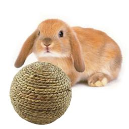 Bola de mastigar para coelho, 6cm, brinquedo para animais de estimação, bola de grama natural para coelho, hamster, coelha, suprimentos de limpeza, brinquedos pequenos para animais de estimação, acessórios de coelho - Image 2