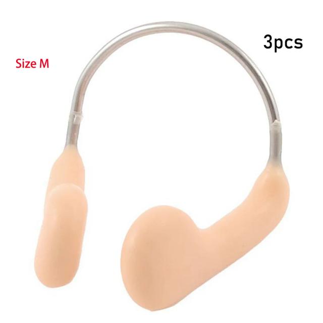 Conjunto de 3 Clipe de Nariz de Silicone Macio com Fio de Aço Antiderrapante para Natação e Esportes Aquáticos na Cor da Pele
