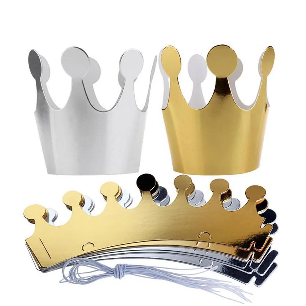 Chapéus de papel de happy birthday, decoração de festa para meninos e meninas com 5 peças de coroa de ouro - Image 1