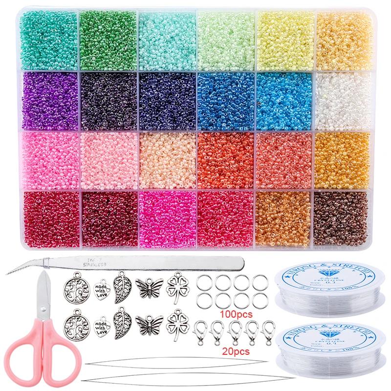 Beads Seed Beads Set para Fazer Jóias, Kit Beads, Pulseiras, colar, anel, DIY Art, Artesanato Artesanal, 2mm, 20000PCs - Image 1