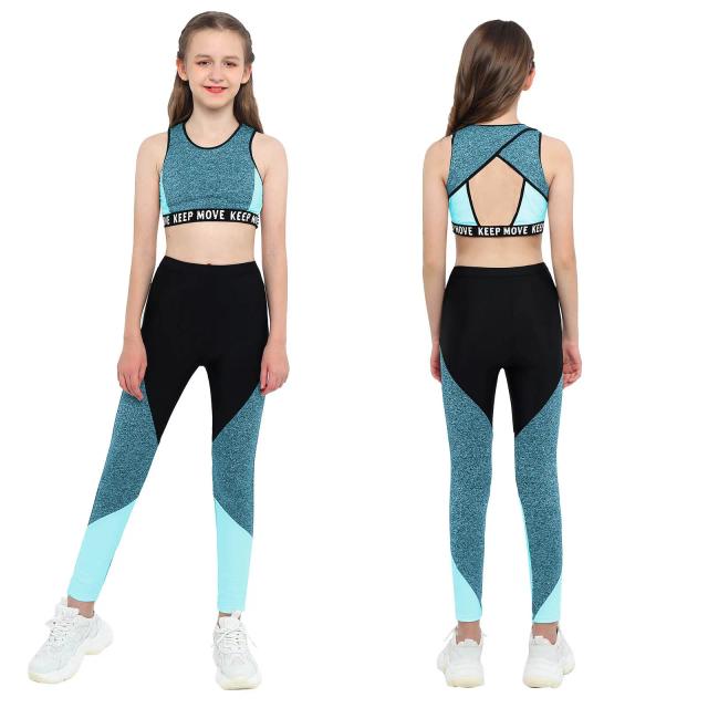 Sportswear Feminino: Conjunto de O-Pescoço e Calças Largas para Treino e Atividades Esportivas Infantis
