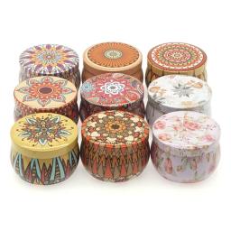 9 pçs retro floral lata de lata com tampa presente jóias caixa de lata biscoito doces chá organizador de armazenamento velas artesanais que fazem recipiente - Image 3