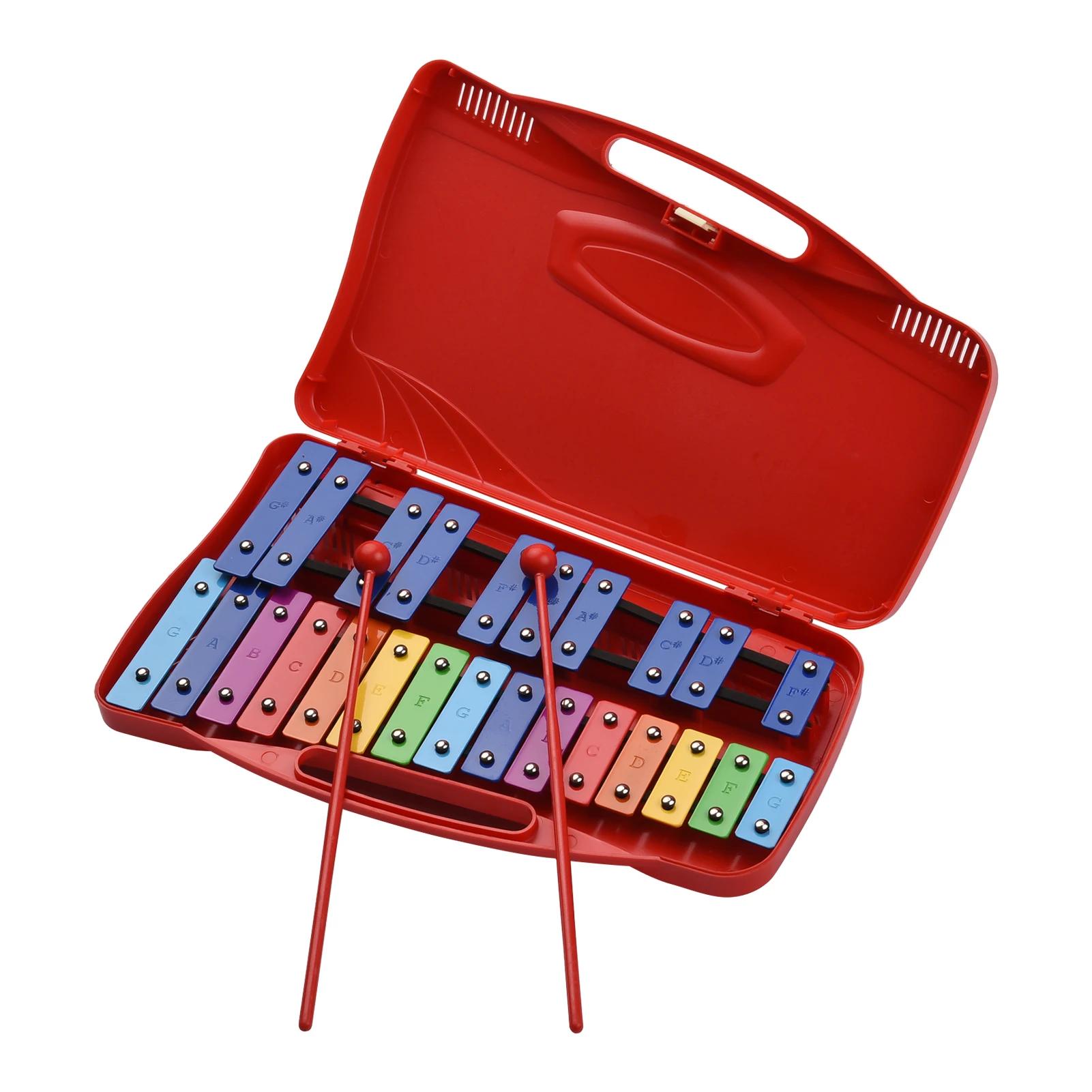 Glockenspiel Xilofone Percussão Ritmo, Instrumento Musical de Ensino Educacional, Brinquedo com Estojo, 2 Marretas para Crianças, Bebê, 25 Notas - Image 1