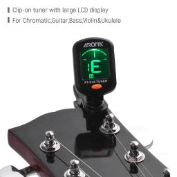 AROMA-Clip-on Guitar Tuner, Display LCD, rotativo, cromático, acústico, baixo, cavaquinho, acessórios de guitarra, AT-01A - Image 3