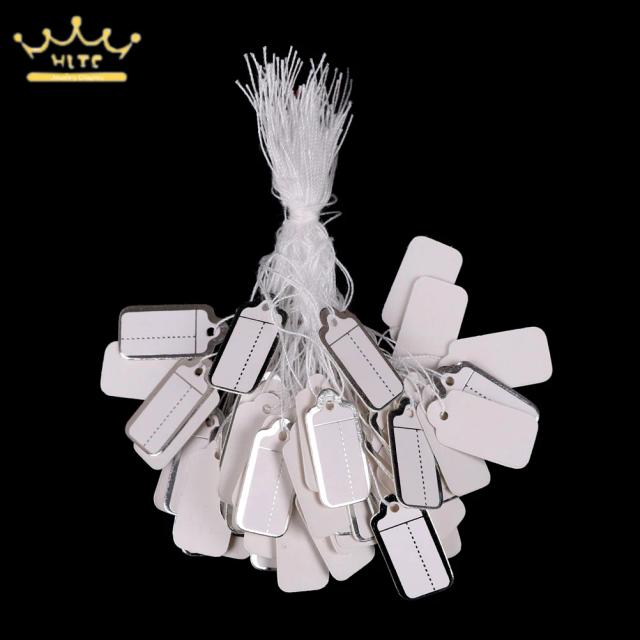 Conjunto de 100 Etiquetas Retangulares para Exibição de Jóias e Roupas - Cartões em Prata, Ouro e Branco com Preço DIY
