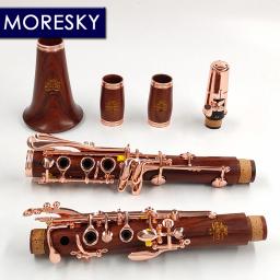Moresky clarinete profissional de madeira vermelha, botões bb/rosa banhados a ouro/redwood sib clarnet - Image 1