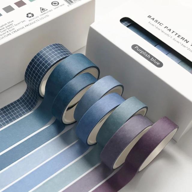 Conjunto de 8 Fitas Washi Kawaii em Cores Sólidas para Scrapbook e Decoração DIY