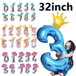 Balões metalizados de arco-íris, decorações de festa de aniversário para crianças, rosa, dourado, rosa, prata, azul, 0 a 9 dígitos, 1 peça - Image 1