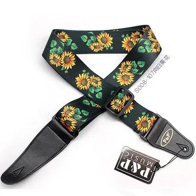 Correia para guitarra com estampa, cinta para guitarra de poliéster, girassol da flor nacionais, acessórios para instrumentos musicais - Image 1