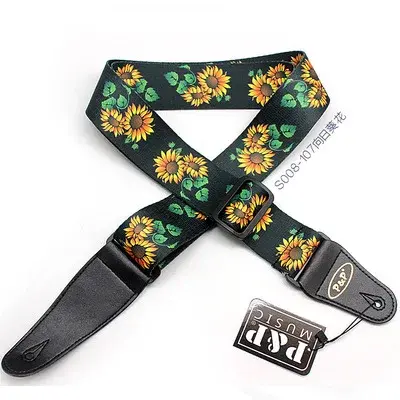 Correia de Guitarra Estampada com Girassóis - Acessórios de Poliéster para Músicos