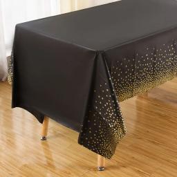 Louça Descartável Conjunto para Festa de Aniversário e Casamento, Prato De Papel, Copo, Guardanapo, Rosa, Preto, Branco, Ponto Dourado, Toalha De Mesa, Suprimentos - Image 5