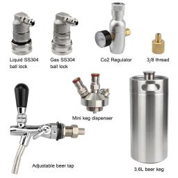 Kit dispensador de cerveja em aço inoxidável, Mini CO2 regulador, Barril com sistema ajustável Tap Set, Homebrew Bar Tools, 3.6L128oz - Image 2