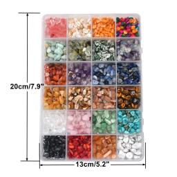 24 cores 1200 pçs contas de cristal natural para fazer jóias suprimentos cura pedra preciosa pulseira kit conjunto caixa chip irregular - Image 4