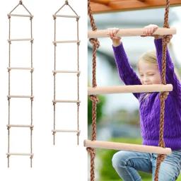 Kids 'Wooden Rope Ladder, Multi Rungs, Escalada Jogo, Atividade de Treinamento ao ar livre, Swing Sports Seguro, Swivel Swivel, Fitness Toy - Image 1