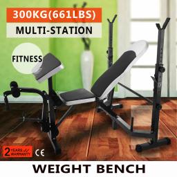 Bancada de levantamento de peso ajustável combinação fitness 660lb casa ginásio bancada rack treino ue grátis - Image 1