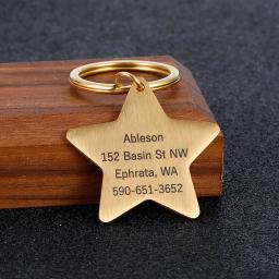 Pingente de estrela personalizado animal de estimação esculpido nome do gato etiquetas de identificação de aço inoxidável suprimentos para animais de estimação colar colocar acessórios perdidos - Image 5