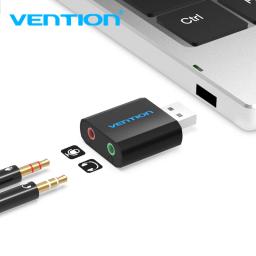 Vention-USB Sound Card para Laptop, Audio Interface, 3,5mm, Adaptador de microfone, Headset, Laptop, Headset - Image 5