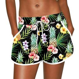 Shorts esportivos florais femininos, calção de praia com bolsos, calção de banho feminino, roupas de ginástica, roupas esportivas fitness, verão - Image 5