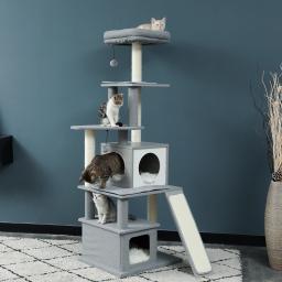 Casa árvore para gatos, arranhador de madeira, casa para gatos, ideal para condomínio, postes para arranhar e brincar com bola, gatos e gatinhos, entrega rápida - Image 3