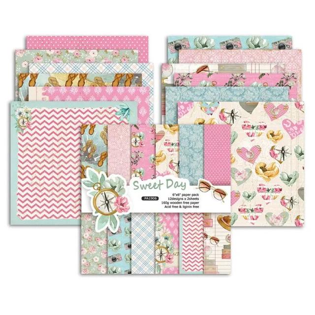 Papel de Scrapbooking Dia Doce - Conjunto com 24 Folhas para Artesanato e Cartões DIY C1028