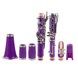 Roxo abs clarinete bb cupronickel banhado a níquel 17 chave com pano de limpeza luvas chave de fenda instrumento woodwind - Image 5