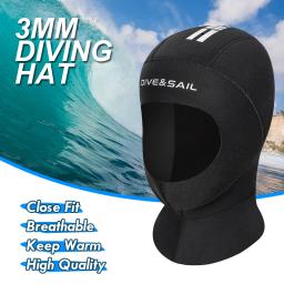 Chapéu de mergulho antiderrapante de neoprene para homens e mulheres, boné de natação profissional, traje à prova de frio para inverno, capa de cabeça unissex 3mm - Image 1
