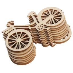 Fatias de folheado de bicicleta de madeira, fatias de folheado para faça você mesmo, ornamento de artesanato, tema de festa de casamento, decoração de casa, presente com 10 peças - Image 1