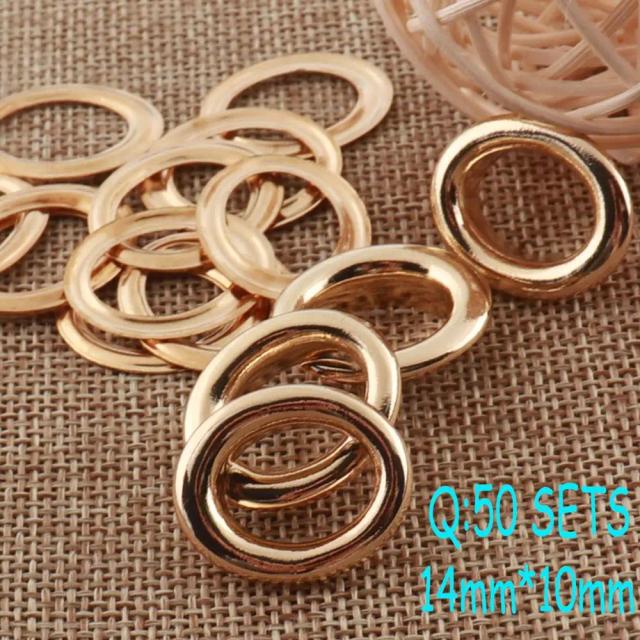 Conjunto de 50 Grandes Ilhós de Ouro com Arruelas para Barril de Metal 5/8" (15mm) em Bolsa de Lona de Couro