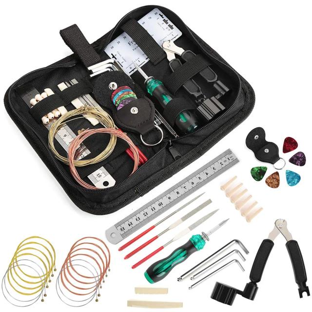 Kit de Reparação e Manutenção para Guitarras - Ferramentas e Acessórios Essenciais para Cuidados e Limpeza