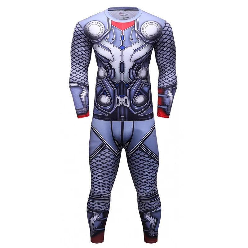 Ternos do esporte de compressão dos homens correndo conjunto ginásio roupas de treino roupas esportivas fitness ajuste seco camisa collants cosplay mma bjj rashguard - Image 1