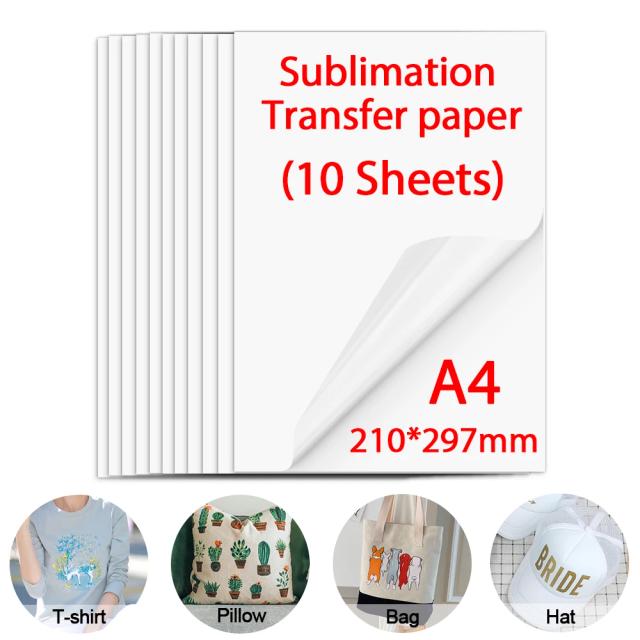 Papéis de Transferência Térmica Sublimáticos A4 para Impressão em Camisetas de Poliéster - Disponíveis em Pacotes de 10 a 100 Folhas