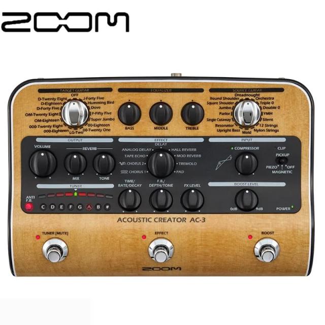 Pedal de Efeitos Acústicos ZOOM AC-3: Dispositivo Multi-efeito para Performance ao Vivo e Estúdio