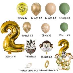 Kit Balão com Balões de Animais Selvagens para Crianças, Decorações para Festa Selva Safari, Verde Abacate, Feliz Aniversário, 33 peças - Image 3