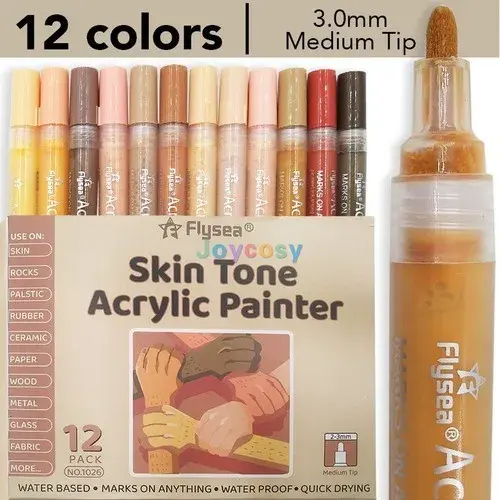 Conjunto Flysea de Canetas de Tinta Acrílica em 12, 28 e 80 Cores para Projetos Artesanais em Cerâmica, Vidro, Lona, Canecas e Metal
