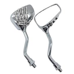 8mm 10mm rosca no sentido horário esquerda direita chrome universal motocicleta crânio mãos garra lado espelhos retrovisores - Image 2