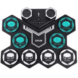 Conjunto de tambor eletrônico midi, compatível com bluetooth, 8 almofadas de silicone, alto-falantes internos com bateria de lítio embutida - Image 4