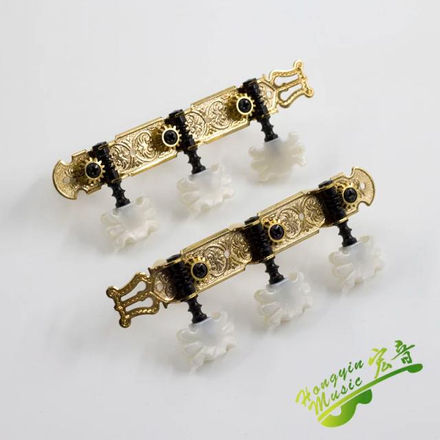 Conjunto de Afinadores Dourados para Guitarras Clássicas - Cabeças de Máquinas para Ajuste de Cordas