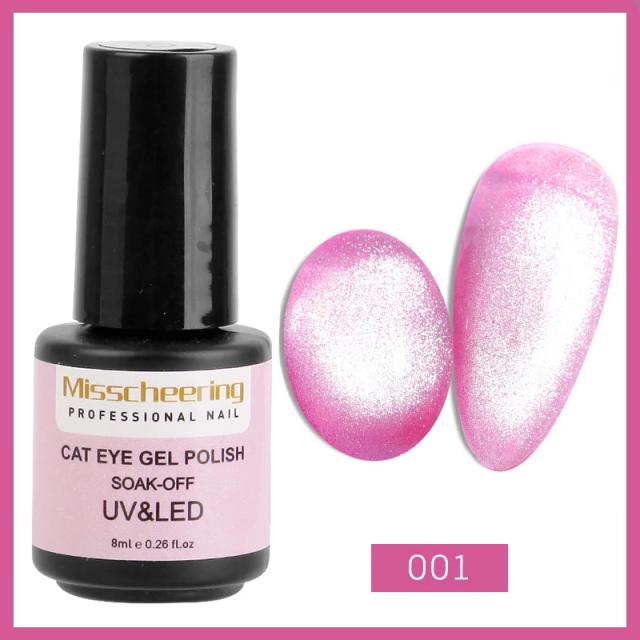 Gel Magnético para Unhas Cat Eyes 9D - 12 Cores Brilhantes em Verniz UV 8ml