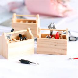 Mini Caixa De Ferramentas De Madeira Com Ferramentas De Reparação, Miniatura Modelo De Brinquedos Para Rapazes, Ferramentas Para Brincar, Jogos E Acessórios, Decoração De Bonecas, 1:12 - Image 6