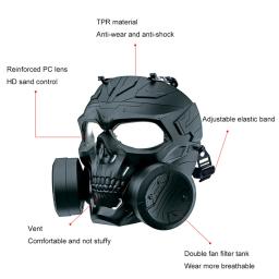 Airsofta airsoft máquinas bioquímica dupla máscara de ventilador tático pc lente protetora máscara bb arma paintball ao ar livre equipamento de caça - Image 2