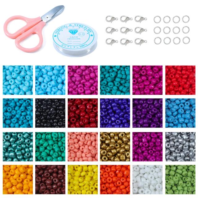 Grânulos de Vidro Coloridos para Jóias e Pulseiras - Conjunto DIY de Artesanato em 2mm, 3mm e 4mm