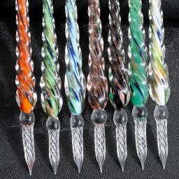 Conjunto de caneta de vidro artesanal com flor 3d, caneta tinteiro e caligrafia com êmbolo de cristal - Image 5