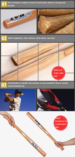 Bastão de beisebol profissional, arma de autodefesa para esportes, taco de beisebol e softbol profissional de madeira dura - Image 4